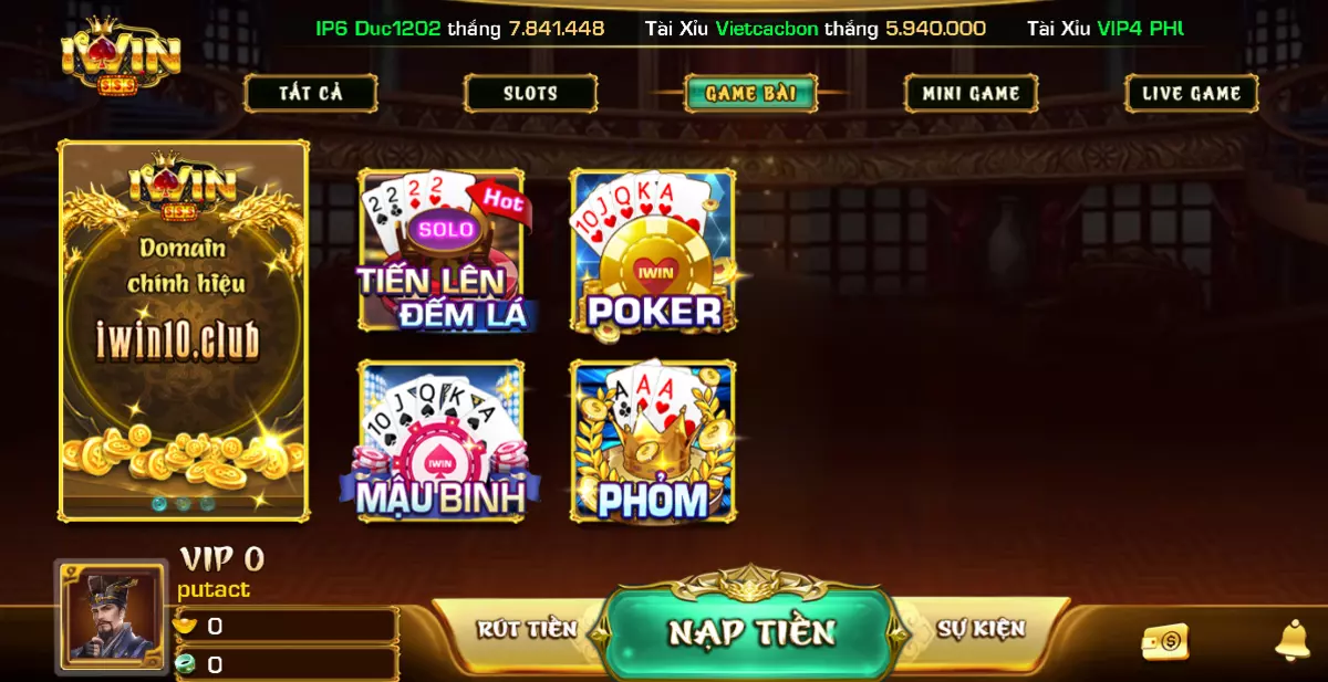 game bài đổi thưởng với giao diện bắt mắt tại iWinClub 